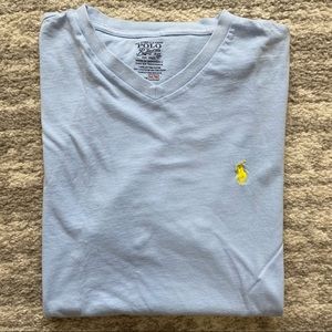 Mens Ralph Lauren Light Blue V Neck Shirt Size Medium